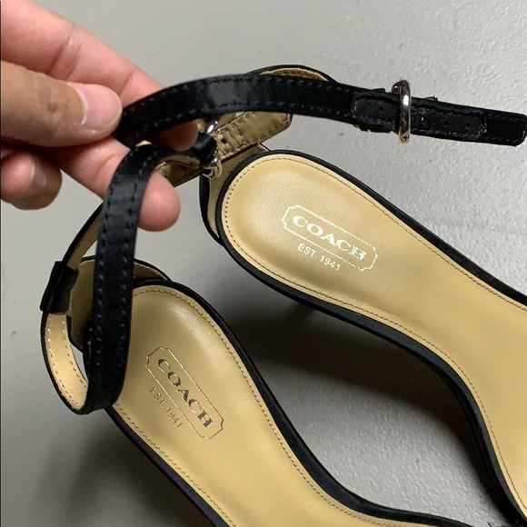 Coach Rosa Ankle Strap Black Satin Heels 9B - Picture 7 of 8